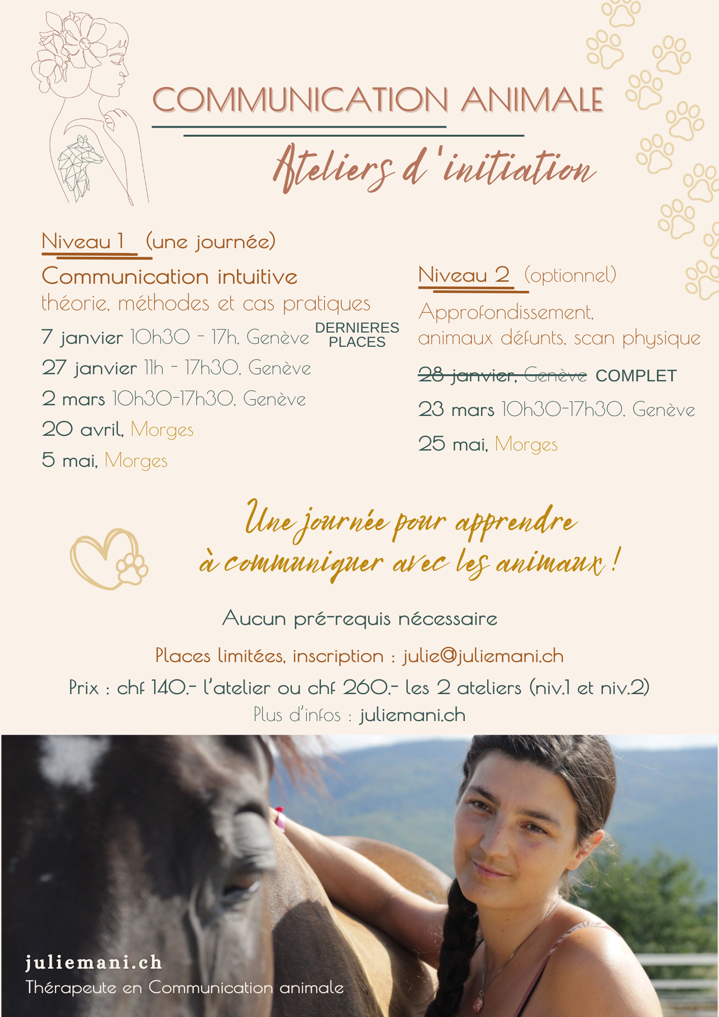 Formations ateliers initiation communication animale 2023-2024 Morges Genève